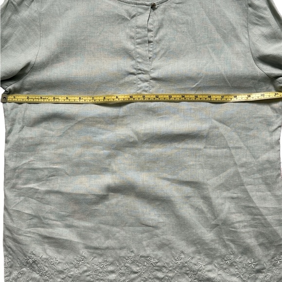 J Jill 100% Linen, Seagram Green Embroidered Tunic, Size Medium - Picture 6 of 7